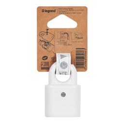 Fiche plate femelle sans terre plastique -avec anneau extraction -blister -blanc